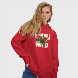 Толстовка оверсайз женская Миннесота Уайлд, Minnesota Wild, цвет: красный — фото 2