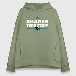 Толстовка оверсайз женская SHARKS TERRITORY САН-ХОСЕ ШАРКС, цвет: авокадо