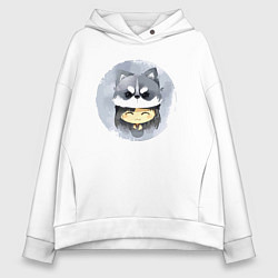 Толстовка оверсайз женская Фурри чернобурка, цвет: белый