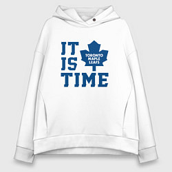 Толстовка оверсайз женская It is Toronto Maple Leafs Time, Торонто Мейпл Лифс, цвет: белый