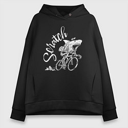 Толстовка оверсайз женская Scratch - трековые велогонки, цвет: черный
