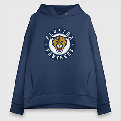 Толстовка оверсайз женская Florida Panthers Флорида Пантерз Логотип, цвет: тёмно-синий