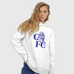 Толстовка оверсайз женская Chelsea Челси Ретро логотип, цвет: белый — фото 2
