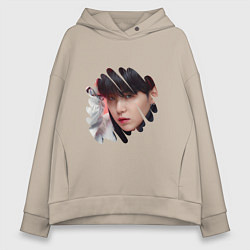 Толстовка оверсайз женская Agust D SUGA BTS, цвет: миндальный
