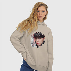 Толстовка оверсайз женская Agust D SUGA BTS, цвет: миндальный — фото 2