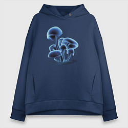 Толстовка оверсайз женская Неоновые грибы, цвет: тёмно-синий