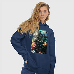 Толстовка оверсайз женская Elden Ring Удар рыцаря, цвет: тёмно-синий — фото 2