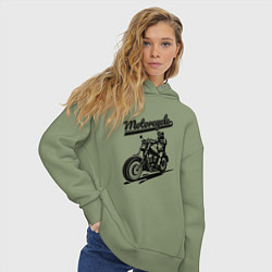 Толстовка оверсайз женская Motorcycle Cool rider, цвет: авокадо — фото 2