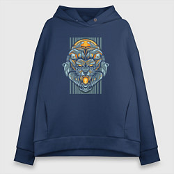 Толстовка оверсайз женская Lion Mecha Cyborg, цвет: тёмно-синий