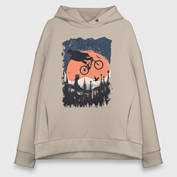 Толстовка оверсайз женская Лунный Медведь Райдер, цвет: миндальный