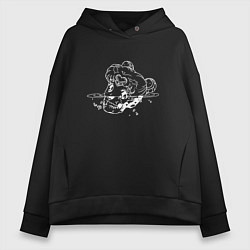 Толстовка оверсайз женская Sailors skull, цвет: черный