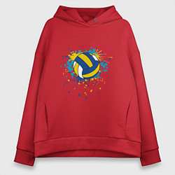 Толстовка оверсайз женская Volleyball Splash, цвет: красный