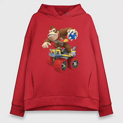 Толстовка оверсайз женская Donkey Kong Super Mario Nintendo, цвет: красный