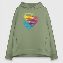 Толстовка оверсайз женская Лого Супермена, цвет: авокадо