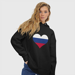 Толстовка оверсайз женская Сердце - Россия, цвет: черный — фото 2