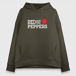 Толстовка оверсайз женская RHCP Logo Red Hot Chili Peppers, цвет: хаки