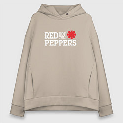 Толстовка оверсайз женская RHCP Logo Red Hot Chili Peppers, цвет: миндальный
