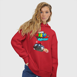 Толстовка оверсайз женская Super Mario Odyssey Bullet Bill Nintendo, цвет: красный — фото 2