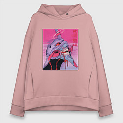 Толстовка оверсайз женская Ева 02 Neon Evangelion, цвет: пыльно-розовый