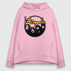 Толстовка оверсайз женская Led Zeppelin Лед Зеппелин, цвет: светло-розовый