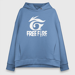 Толстовка оверсайз женская Free Fire - белый лого, цвет: мягкое небо