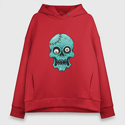 Толстовка оверсайз женская Zombie Skull, цвет: красный