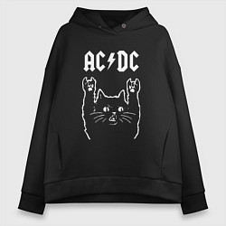 Женское худи оверсайз ACDC РОК КОТ