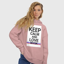 Толстовка оверсайз женская Keep calm Biysk Бийск ID731, цвет: пыльно-розовый — фото 2