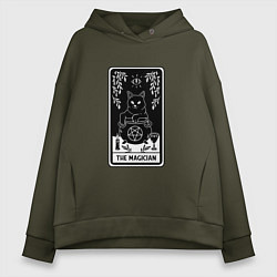 Толстовка оверсайз женская The Magician Tarot card Волшебник карта Таро, цвет: хаки