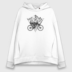 Толстовка оверсайз женская Mountains bikes, цвет: белый
