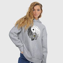 Толстовка оверсайз женская Инь Янь по совиному, цвет: меланж — фото 2