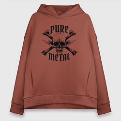 Толстовка оверсайз женская Heavy metal skullчистый металл, цвет: кирпичный