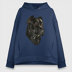 Толстовка оверсайз женская Портрет Кане-корсо, цвет: тёмно-синий