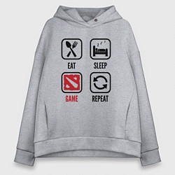 Толстовка оверсайз женская Eat Sleep Dota Repeat, цвет: меланж