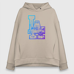 Толстовка оверсайз женская Los angeles lakers баскетбол, цвет: миндальный