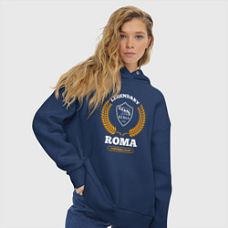 Толстовка оверсайз женская Лого Roma и надпись Legendary Football Club, цвет: тёмно-синий — фото 2