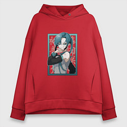 Толстовка оверсайз женская Hatsune Miku Drain, цвет: красный