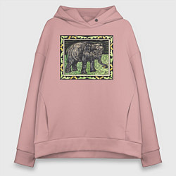 Толстовка оверсайз женская Olifant Met Fles Слон, цвет: пыльно-розовый