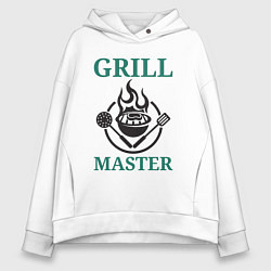 Толстовка оверсайз женская Гриль мастер текст Grill master, цвет: белый