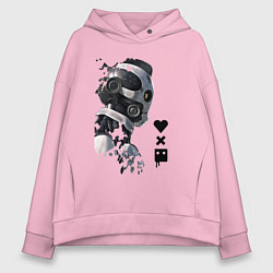 Толстовка оверсайз женская Xbot 4000 в профиль с лого, цвет: светло-розовый