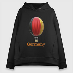 Толстовка оверсайз женская 3d aerostat German flag, цвет: черный