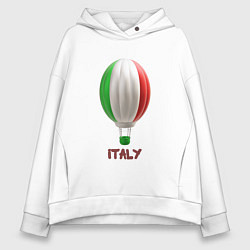 Толстовка оверсайз женская 3d aerostat Italy flag, цвет: белый