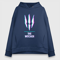 Толстовка оверсайз женская The Witcher в стиле Glitch Баги Графики, цвет: тёмно-синий