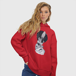 Толстовка оверсайз женская Фурри с кроликом, цвет: красный — фото 2