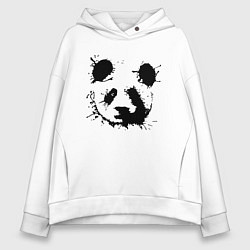 Толстовка оверсайз женская Прикольный панда - клякса, цвет: белый