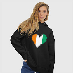 Толстовка оверсайз женская Сердце - Ирландия, цвет: черный — фото 2