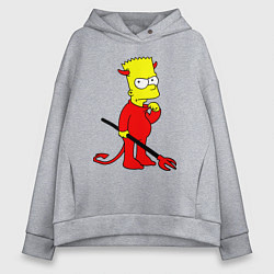 Толстовка оверсайз женская Bart Simpson - devil, цвет: меланж