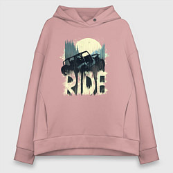 Толстовка оверсайз женская Offroad ride, цвет: пыльно-розовый
