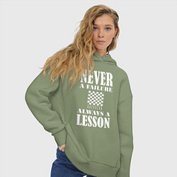 Толстовка оверсайз женская Любая ошибка это урок, цвет: авокадо — фото 2