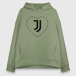 Толстовка оверсайз женская Лого Juventus в сердечке, цвет: авокадо